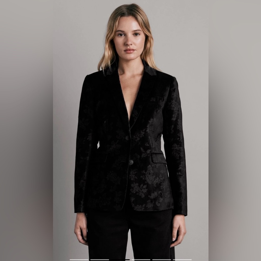 Rag & Bone - Razor Velvet Blazer in Black Retro Floral - Unworn - Size 6